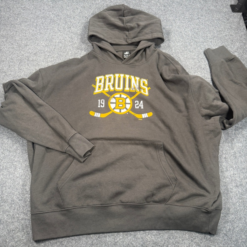 Logo Athletic NHL Boston Bruins Hoodie Grey Graphic Sweatshirt Mens 2XL 3916
